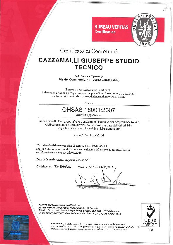 Certificato OHSAS 18001